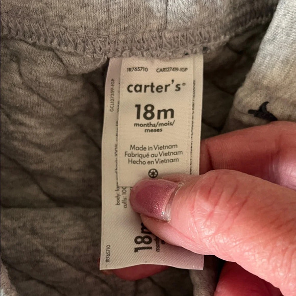 Carter's Gray Dinosaur Print Quilted Joggers Preloved - Picture 2 of 5